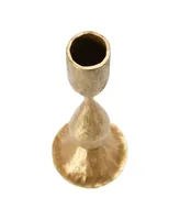 Round Hand-Forged Metal Taper Holder, Antique-like Brass Finish