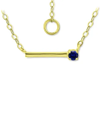 Giani Bernini Imitation Sapphire Polished Bar Necklace, 16" + 2" extender, (Also Lab-Grown Ruby), Created for Macys