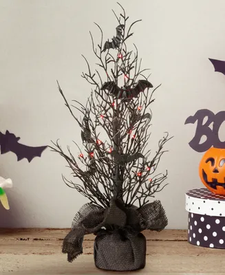 Glitzhome 20" Halloween Lighted Bats Table Top Tree