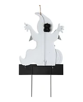 Glitzhome 32" H Lighted Halloween Metal Ghost Yard Stake or Hanging Decor