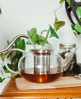 Grosche Joliette Hand Blown Glass Teapot with Stainless Steel Infuser, 42 fl oz Capacity