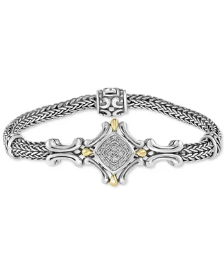 Effy Diamond Cluster Antique-Look Bracelet (1/10 ct. t.w.) in Sterling Silver & 18k Gold