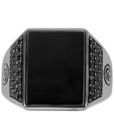 Effy Men's Onyx and Black Spinel Statement Ring Rhodium-Plated Sterling Silver
