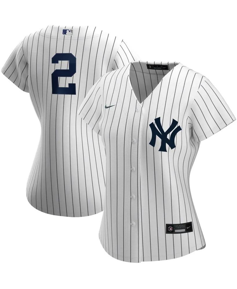 Women's Derek Jeter White and Navy New York Yankees Home Replica Player Jersey