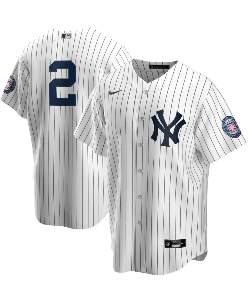 Men's Derek Jeter White and Navy New York Yankees 2020 Hall of Fame Induction Replica Jersey