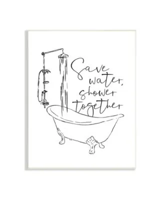 Stupell Industries Shower Together Funny Ink Drawing Bathroom Design Wall Plaque Art Collection