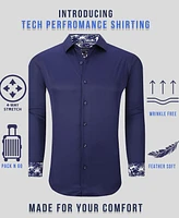 Men's Solid Slim Fit Wrinkle Free Stretch Dress Shirt