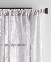 Martha Stewart Collection Hourglass Poletop Embroidery Panel Pair, 95", Exclusively at Macy's - Silver