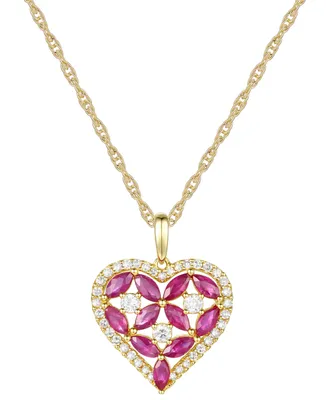 Ruby (1-1/10 ct. t.w.) & Diamond (1/3 ct. t.w.) Heart 18" Pendant Necklace in 14k Gold