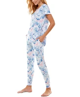 Roudelain Scoop Neck T-Shirt & Jogger Pants Pajama Set