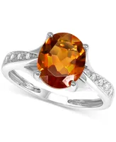 Citrine (2-1/10 ct. t.w.) & Diamond (1/20 ct. t.w.) Statement Ring in 14k White Gold