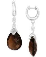 Smoky Quartz (25 ct. t.w.) & Cubic Zirconia Drop Earrings in Sterling Silver