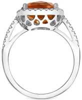 Citrine (3-1/2 ct. t.w.) & Diamond (1/4 ct. t.w.) Halo Ring in 14k White Gold