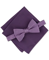 Alfani Men's Solid Texture Pocket Square and Bowtie