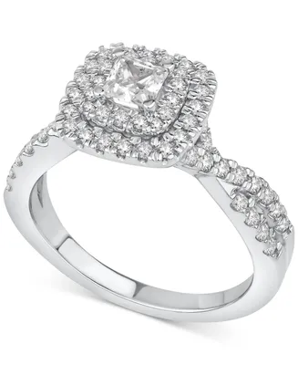 Princess-Cut Diamond Twist Halo Engagement Ring (1 ct. t.w.) 14k Gold
