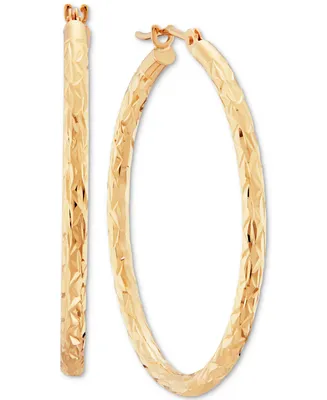 Round Tube Hoop Earrings in 10k Gold, 30mm