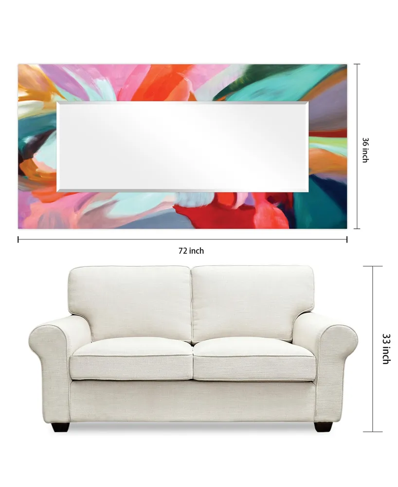 Empire Art Direct Rectangular Beveled Mirror on Free Floating Reverse Printed Tempered Art Glass - 72" x 36"