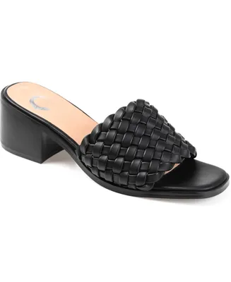 Journee Collection Women's Fylicia Woven Block Heel Slide Sandals