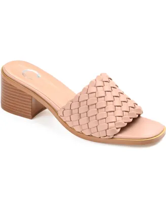 Journee Collection Women's Fylicia Woven Block Heel Slide Sandals