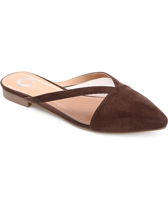 Journee Collection Women's Reeo Mesh Pointed Toe Slip On Mules