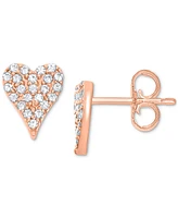 Diamond Heart Stud Earrings (1/10 ct. t.w.) 10k Yellow or Rose Gold