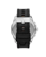 Diesel Men's Mega Chief Chronograph Black Leather Watch And Necklace Set 51mm