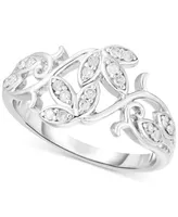 Diamond Vine-Inspired Ring (1/5 ct. t.w.) Sterling Silver.