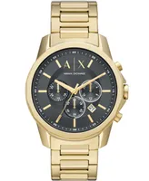 A|X Armani Exchange Men's Chronograph Gold-Tone Stainless Steel Bracelet Watch 44mm