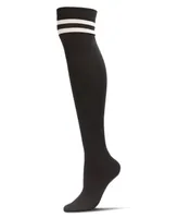 MeMoi Women's Top Stripe Cashmere Blend Over The Knee Warm Socks