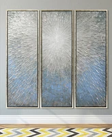 Empire Art Direct Silver Ice 3-Piece Textured Metallic Hand Painted Wall Art Set by Martin Edwards, 60" x 20" x 1.5"