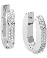 Swarovski Silver-Tone Crystal Small Octagon Hoop Earrings