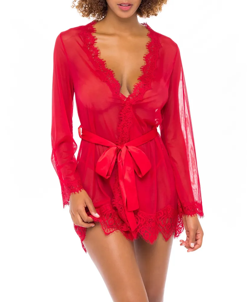 Silky Satin & Eyelash Lace Robe –