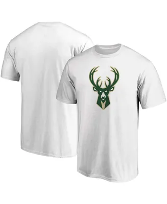 Men's White Milwaukee Bucks Primary Team Logo T-shirt