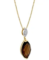 Smoky Quartz (3 ct. t.w.) & Diamond (1/20 ct. t.w.) 18" Pendant Necklace in 14k Gold