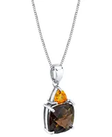 Smoky Quartz (4-1/5 ct. t.w.) & Citrine (3/8 ct. t.w.) 18" Pendant Necklace in Sterling Silver