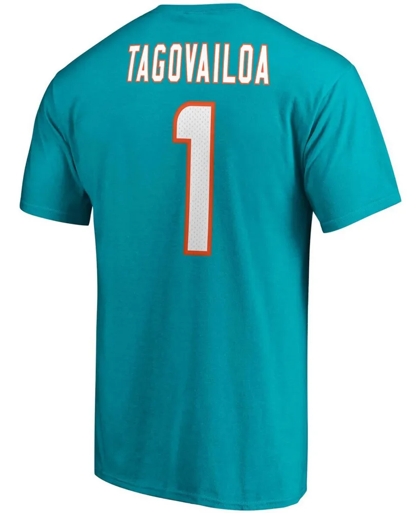 Men's Tua Tagovailoa Aqua Miami Dolphins Player Icon Name and Number T-shirt