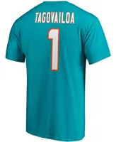 Men's Tua Tagovailoa Aqua Miami Dolphins Player Icon Name and Number T-shirt
