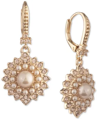 Marchesa Pave & Imitation Pearl Cluster Drop Earrings