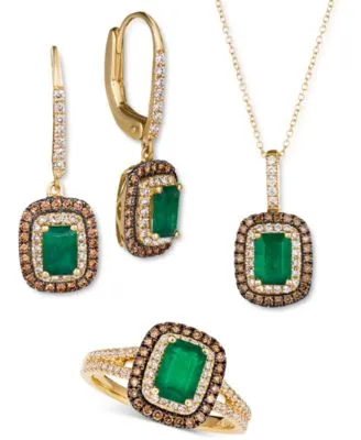 Le Vian Costa Smeralda Emerald Diamond Earrings Pendant Ring Collection In 14k Gold