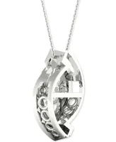 Twinkling Diamond Star Diamond Swirl 18" Pendant Necklace (1/4 ct. t.w.) in 10k White Gold