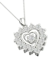 Twinkling Diamond Star Diamond Heart 18" Pendant Necklace (1/2 ct. t.w.) in 10k White Gold