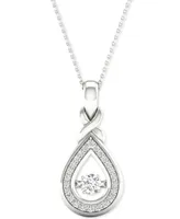 Twinkling Diamond Star Diamond Teardrop Halo 18" Pendant Necklace (1/4 ct. t.w.) in 10k White Gold