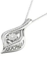 Twinkling Diamond Star Diamond Swirl Halo 18" Pendant Necklace (1/5 ct. t.w.) in 10k White Gold