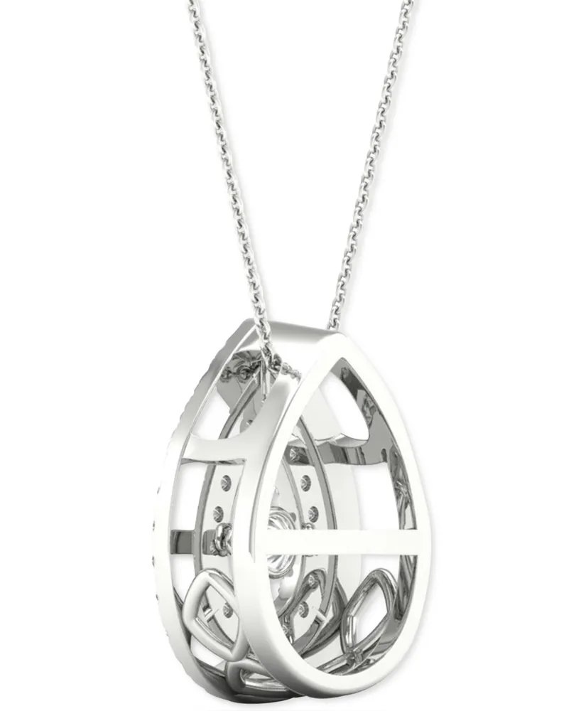 Twinkling Diamond Star Diamond Double Teardrop Halo 18" Pendant Necklace (3/8 ct. t.w.) in 10k White Gold