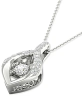 Twinkling Diamond Star Diamond Wishbone 18" Pendant Necklace (1/4 ct. t.w.) in 10k White Gold