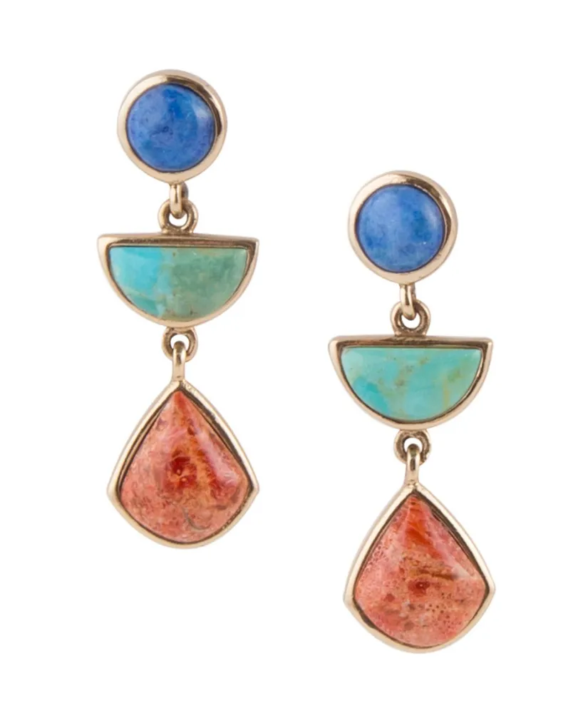 Barse Bronco Multi Stone Linear Earrings - Multi