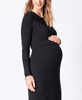 Seraphine Women's Ribbed Maternity Nursing Midi Dress