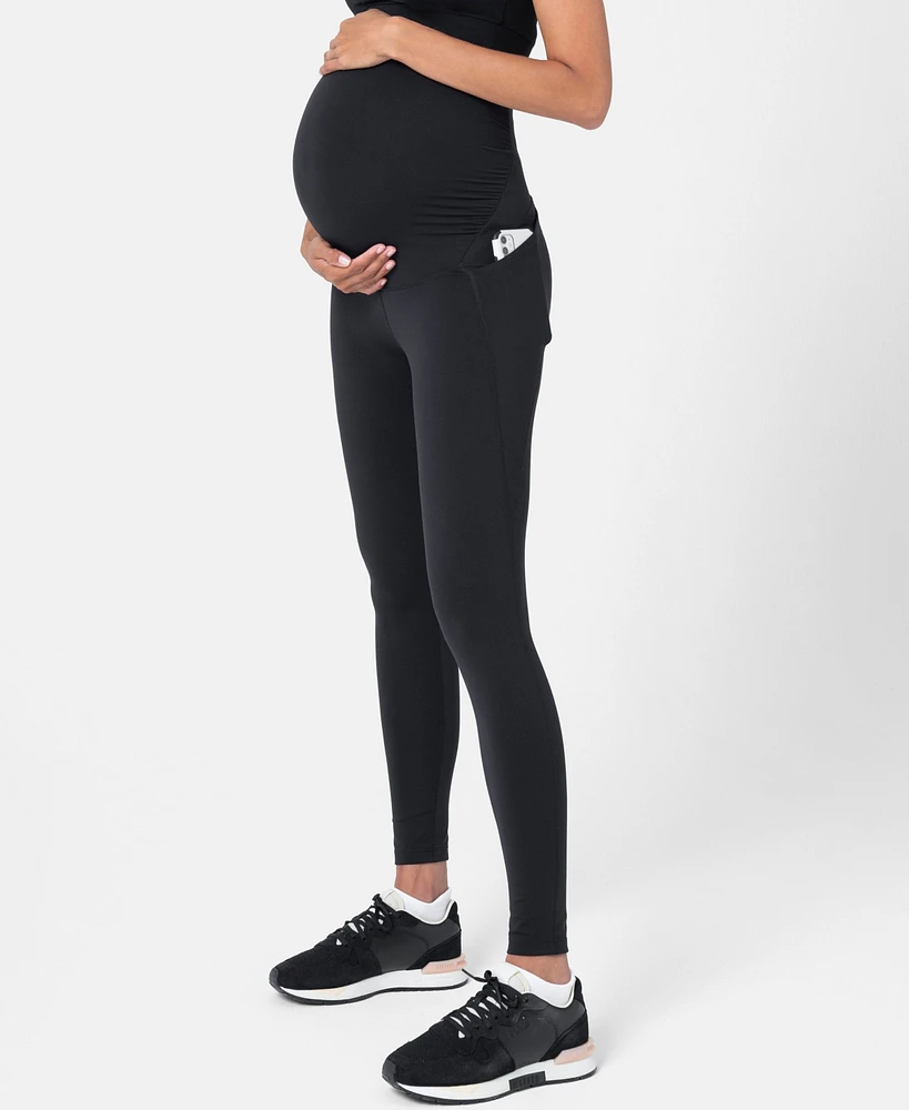 Seraphine Women's Active Support Soft-Touch Sage Maternity Leggings