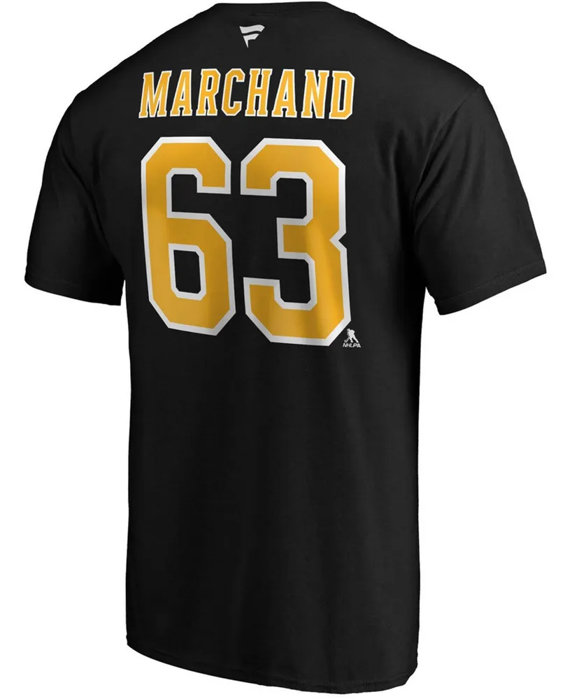 Fanatics Men's Brad Marchand Boston Bruins Team Authentic Stack Name and Number T-Shirt