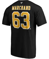 Fanatics Men's Brad Marchand Boston Bruins Team Authentic Stack Name and Number T-Shirt